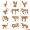 12 Pcs Poultry Animal Figures Simulation Model Golden Figurine Statue Chicken DuckGoose Cattle Educational Toys