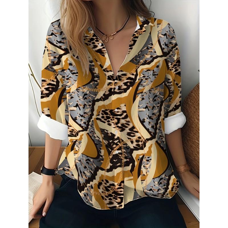 Womens Loose Fit Long Sleeve Cotton Linen Shirt With 3D Floral Print Casual Blouse 2025