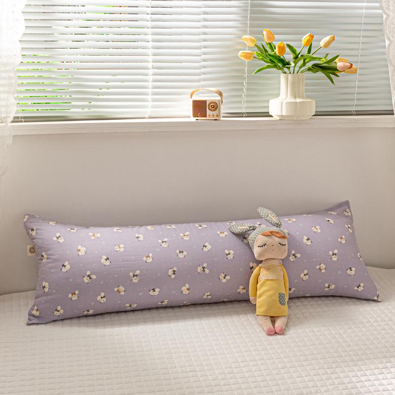 Двухслойная хлопковая марлевая длинная подушка для тела - Удобная боковая подушка, обнимающая ноги