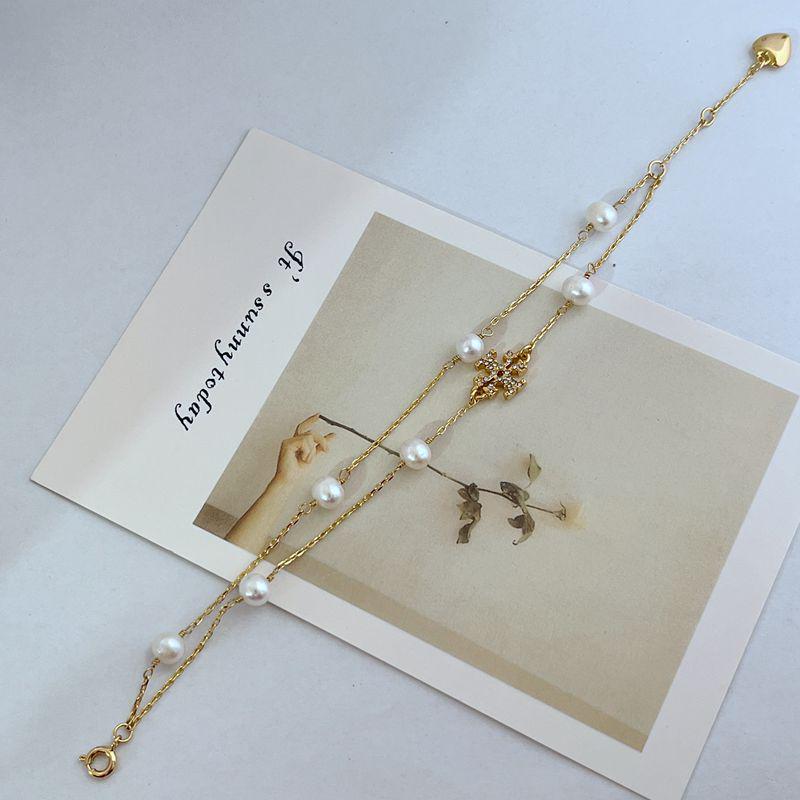 Европейская и американская мода Роскошный двухслойный браслет со стразами, пресноводным жемчугом и шармами с английскими буквами для женщин