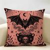 Halloween Spooky Cat Witchy Cushion Cover Durable Hypoallergenic Organic Linen Pillow Cover Short Size Washable SkinFriendly