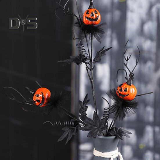 Украшение на елку из тыквы на Хэллоуин, реалистичный искусственный цветок, жуткий черный кленовый букет из тыквы, настольное украшение для домашнего офиса