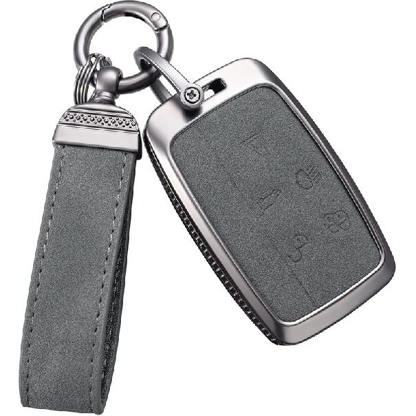 YO&YOYE For Land Rover Key Fob Cover With Keychain Leather Key Case Protector Compatible With Land Rover Vogue Range Discovery Rover Sport (Model2,