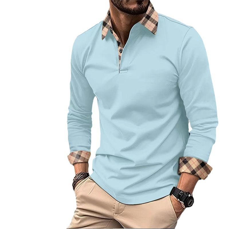 Мужская весенне-летняя повседневная модная рубашка-поло с лацканами Slim Fit