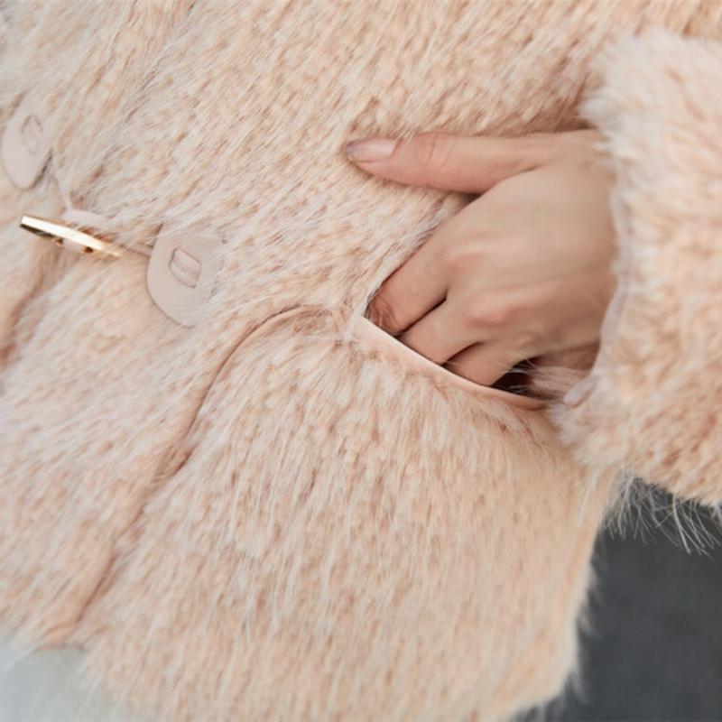 Зимнее новое стильное пальто из лисьего меха, цельное женское замшевое пальто с роговыми пуговицами, теплое пальто