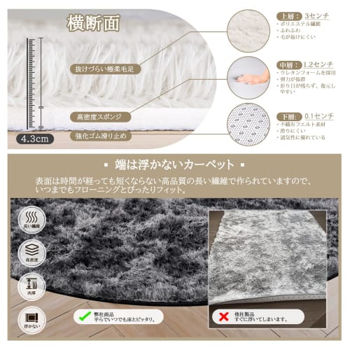 Beddiny Washable Rug [Middle Layer: Extra Thick 30D High-Density Urethane with Unique Antibacterial and Deodorizing Technology] Comfortable for All Se