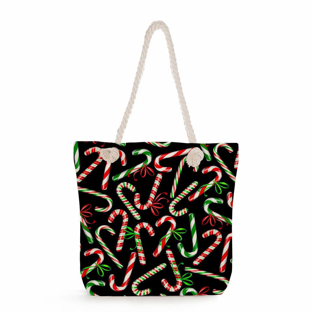 Snowman print thick rope single-shoulder beach bag 7310 KTB