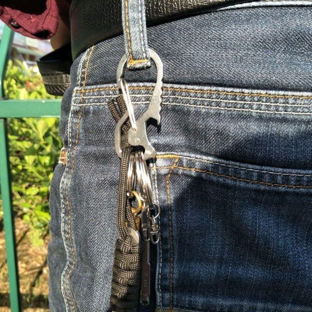 Bottle Opener Multifunctional Carabiner Screwdriver Multifunctional Outdoor Keychain Stainless Steel Hex Driver 4