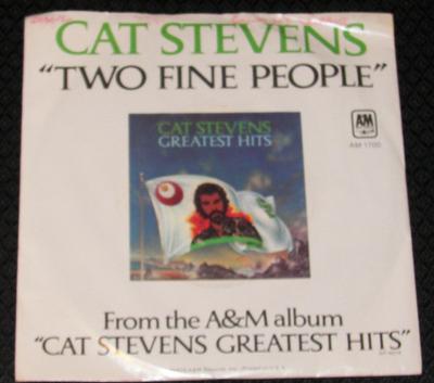 7-дюймовая пластинка CAT STEVENS - Two Fine People 1700S A&M Records 1975 США Поп Б/у
