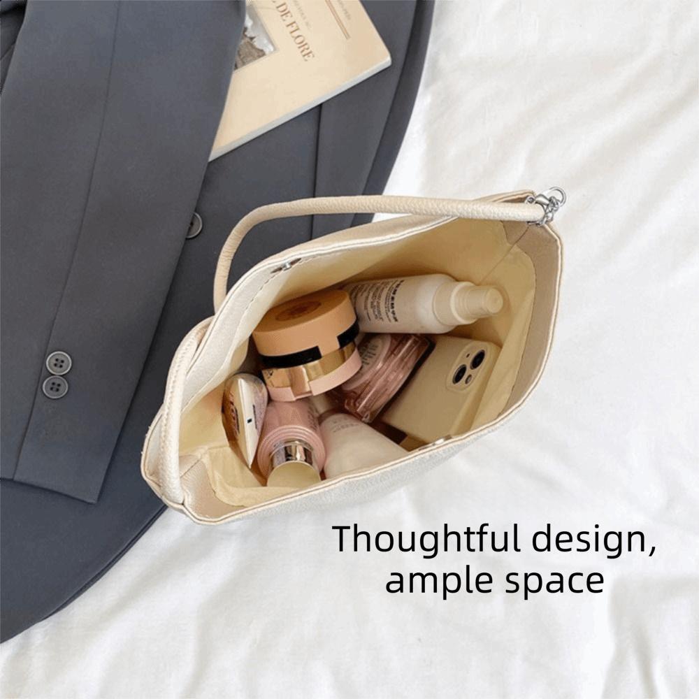 Trendy PU Leather Bucket Bag Large Capacity Soft Underarm Bag Magnetic Closure Handbag Daily Outing