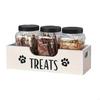 Pet Treat Storage Organizers Wooden Box 3 Sealed Jars Nonslip Base Storage Box