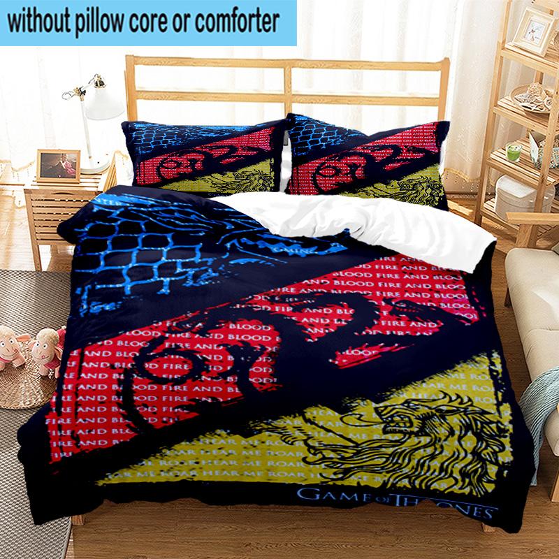 3PCS Thrones Dragon Fire And Blood 3pcs Bedding,Including 3PCS Duvet Cover And 2pcs Pillowcases Perfect for Christmas,Ideal for Bedroom, Dormitory
