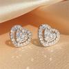 Fashion Heart CZ Stud Earrings for Women Cute Zirconia Female Band Marriage Statement Wedding Party Jewelry