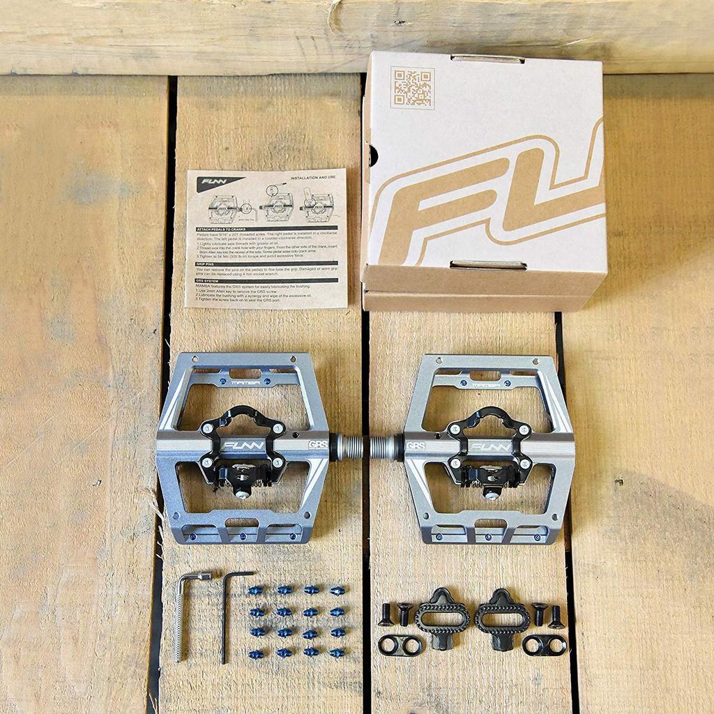 Funn Mamba Clipless Pedal Spring Single Sided SPD Binding Suitable for Mountain Bikes Set, Mechanism, Cleat, Compatible, Pedal, (MTB) (Gray)