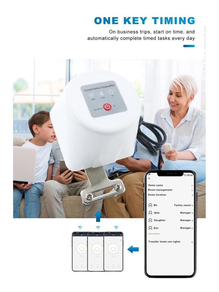 Контроллер робота-клапана Tuya Smart WiFi для датчиков обнаружения протечек