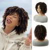 Synthetic Curly Braided Wigs for Women Locs Crochet Twist Hair Short Afro Wig Ladies Dreadlock Wig Ombre Auburn Daily