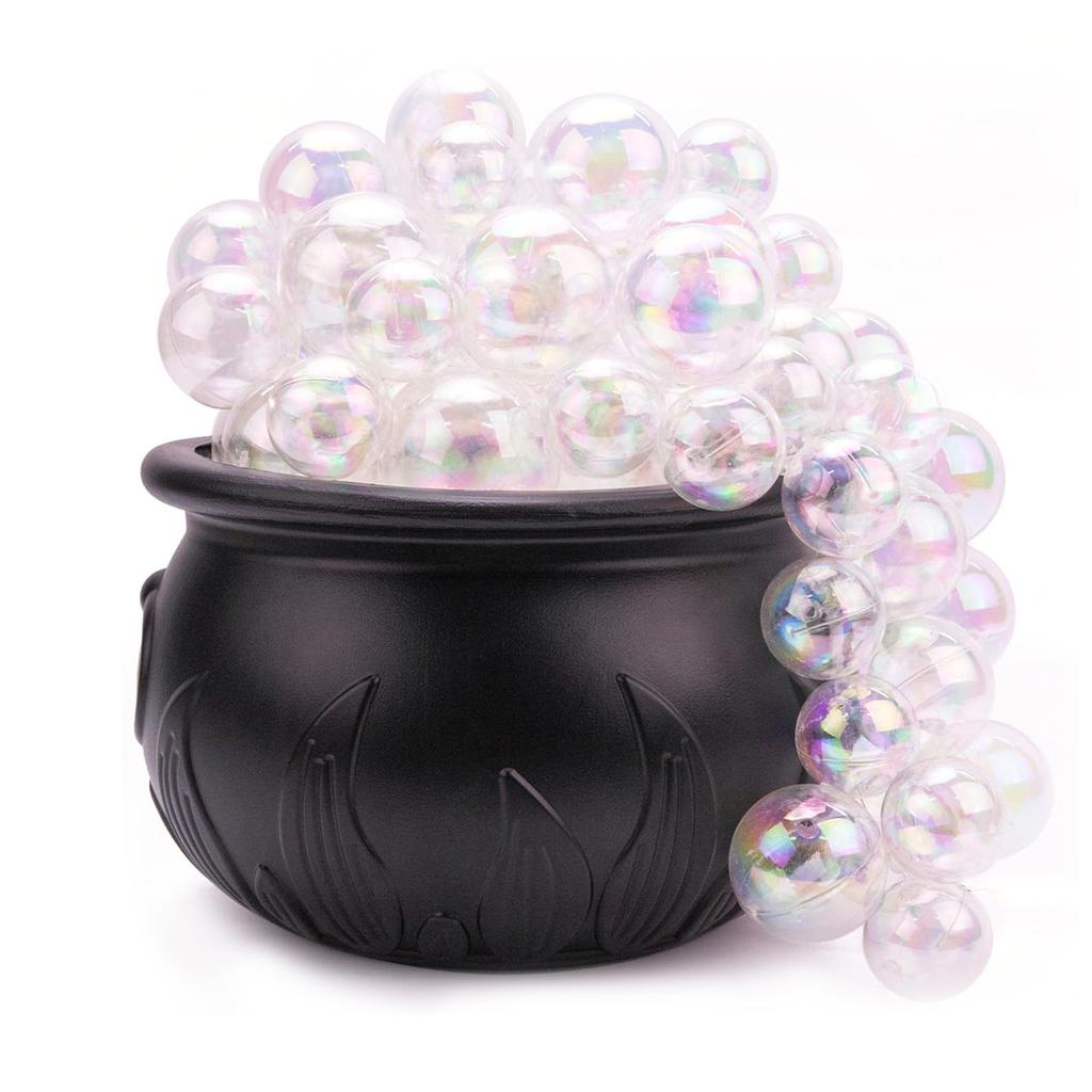 Bubbling Cauldron with Violet Light Black Witches Bubbling Cauldron for Storing Candy Desktop Decoration Ornament