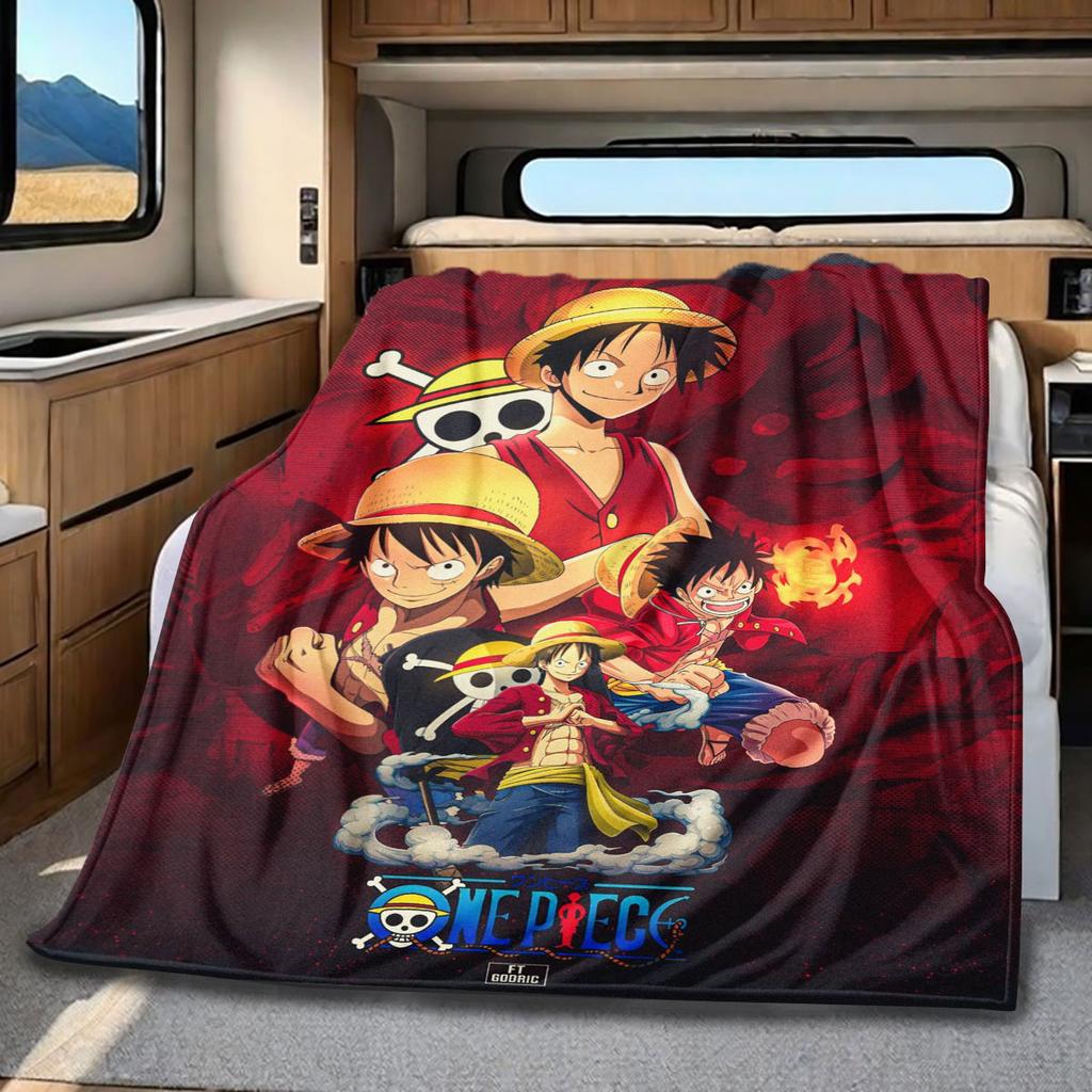 Плед с принтом Luffy из One Piece, высококачественный ворсистый плед, теплый и мягкий, подходит для диванов, кроватей, походов и офисов.