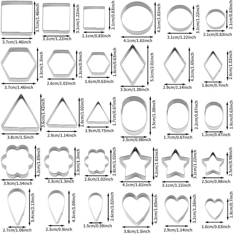 30Pcs Stainless Steel Cookie Mold Mini Cookie Cutters Set Heart Star Flower Geometric Shape Cookie Cutters Cake Mold Baking Tool