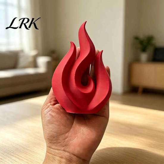 Маленькая декоративная статуэтка, 3D-печатная скульптура пламени, Матовая красная полая статуэтка, Современные акценты для интерьера, Минималистичное искусство, Настольное украшение для офиса