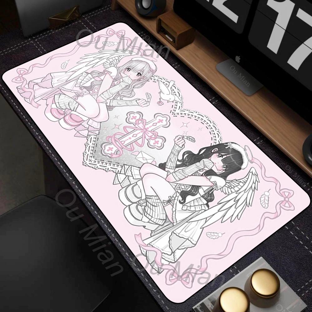 Cute Anime Girl Large Mouse Pad Kawaii Computer Mousepad XXL Rubber Mouse Mat 900x400mm Locking Edge Keyboard Pad Desk Mat