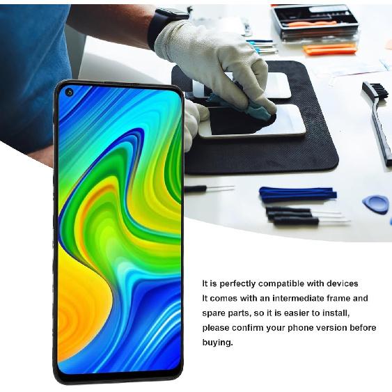 LCD Screen Replacement for Redmi Note 9 and for Redmi 10X 4G, 6.53 Inch Touch Screen Digitizer Assembly Kit with Frame and Repair Tools