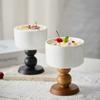 2Pcs Delicate Wood Dessert Bowls Creative Tall Candlestick Stand  Home Furnishings