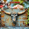 Rustic Iron Wall Hanging Decorative Sign Western Bull Skull with Weathered Finish Wall Mounted Plaque Multipurpose Metal Art