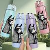 1PC Llama Middle Finger Art 750ml Color Plastic Sports Water Bottle Leakproof Flip Straw Lid Suitable for Sports Office Home Use