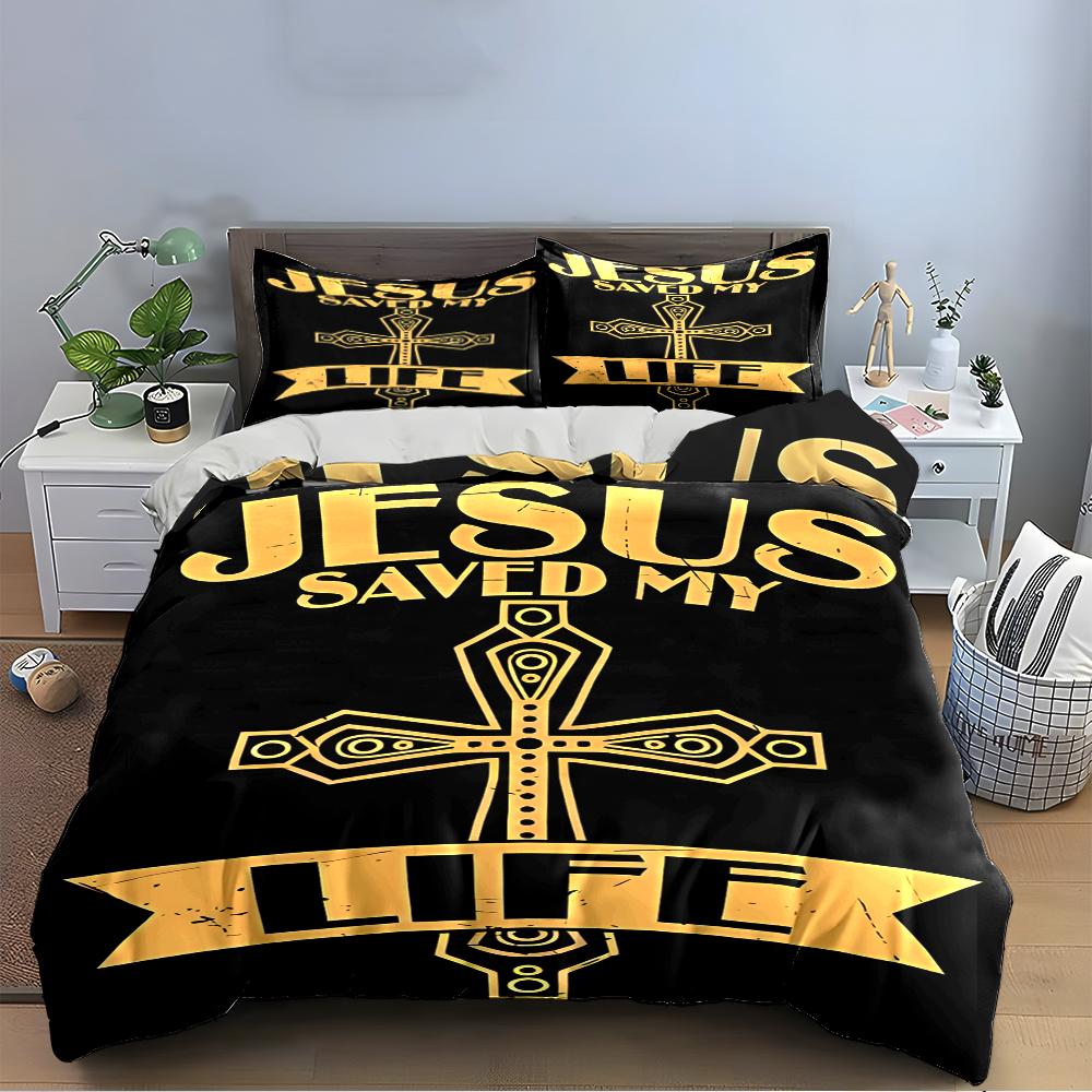 Jesus Saved My Life Bedding Set Bedding set (1 duvet cover, 2 pillowcases, duvet not included)