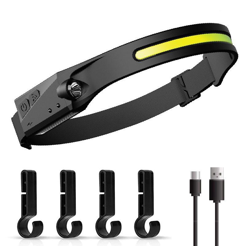 Светодиодный силиконовый налобный фонарь COB с USB-зарядкой для ночного бега и езды на велосипеде