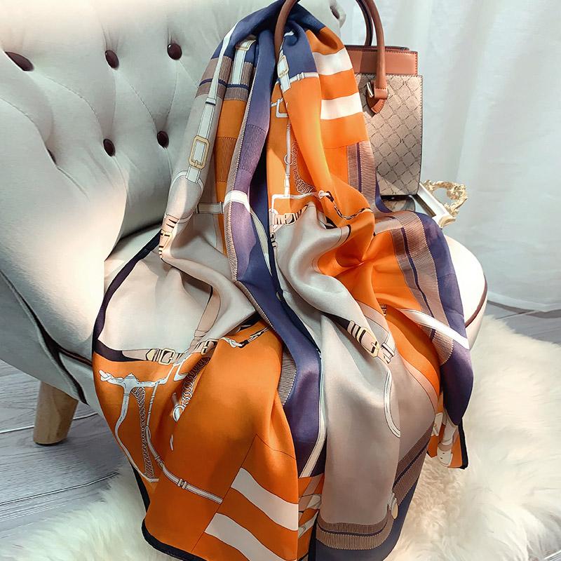 Шали из 100% натурального шелка, платок на голову, женские печатные шарфы из натурального шелка Ханчжоу, летние роскошные дизайнерские платки из чистого шелка для женщин