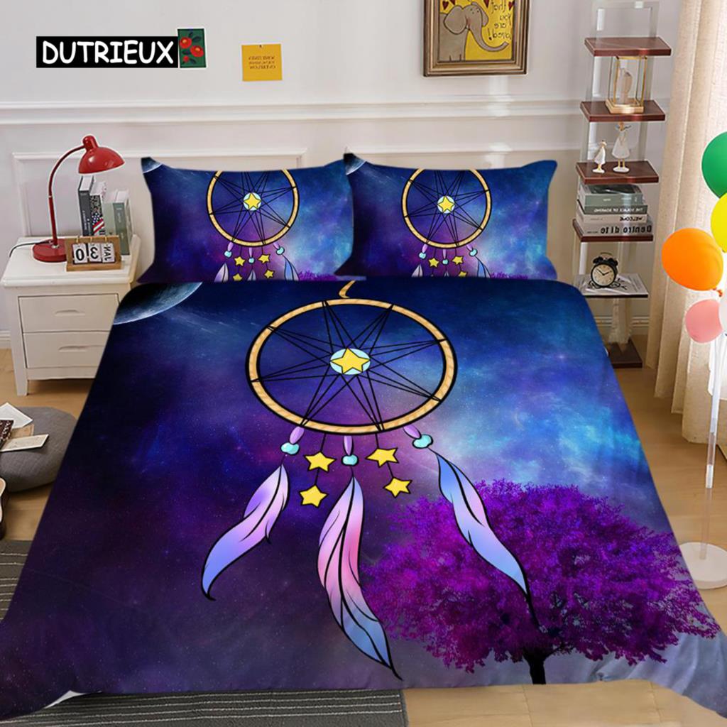 Комплект постельного белья Dream Catcher King Size Pink Boho DreamCatcher для детей и подростков, пододеяльник из микрофибры в стиле бохо с перьями