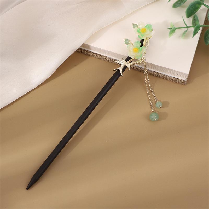 Заколка для волос с кисточкой в стиле эбони: Винтажное деревянное украшение для волос для женщин, идеально подходящее для простых причесок и украшений для старинных костюмов