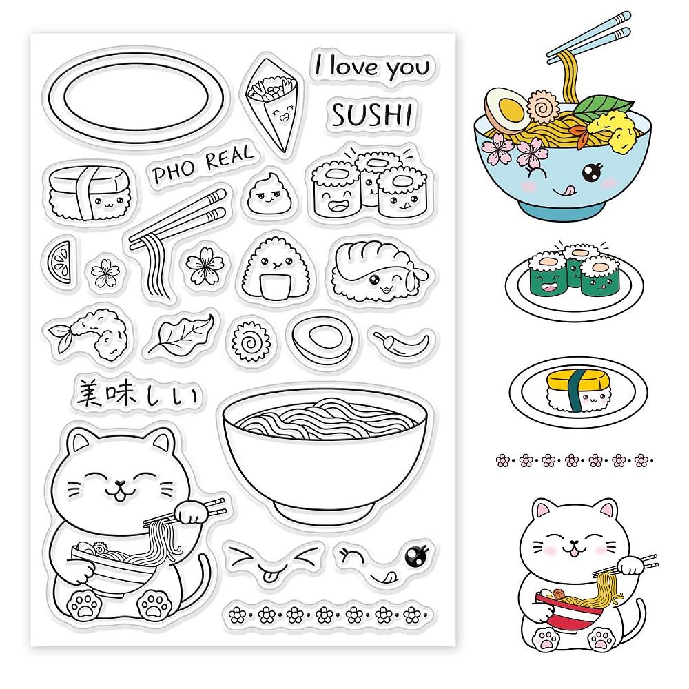 PVC Plastic Stamps for DIY Scrapbooking Photo Album Decorative Cards Making Stamp Sheets Food Pattern 16x11x0.3cm