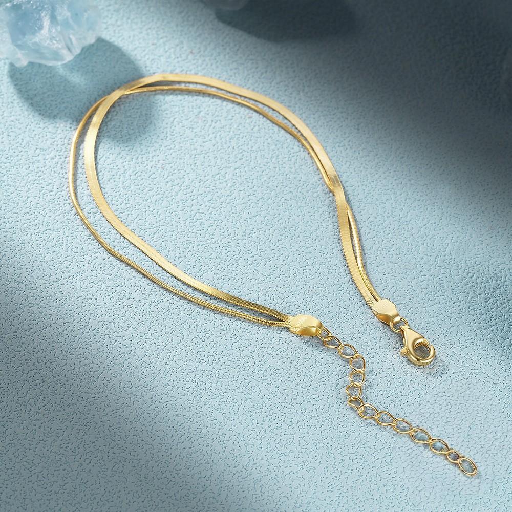 Серебряный браслет 925 пробы, двухслойная цепочка «Змеиная кость», модный, элегантный, высококачественный, стиль INS, холодный стиль, ювелирные аксессуары