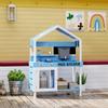 Kids Mud Kitchen Outdoor with Stoves, Sink, Faucet, Storage Shelves, Cookware Accessories for Boys Girls, Blue