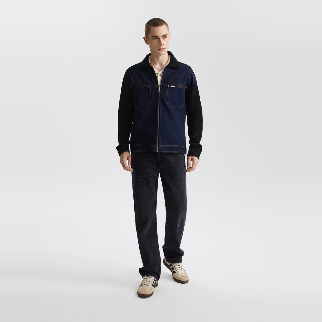 Lee Удобный воротник-поло Джинсовый логотип Обычный повседневный свитер Мужской свитер LMT011098200075K11000