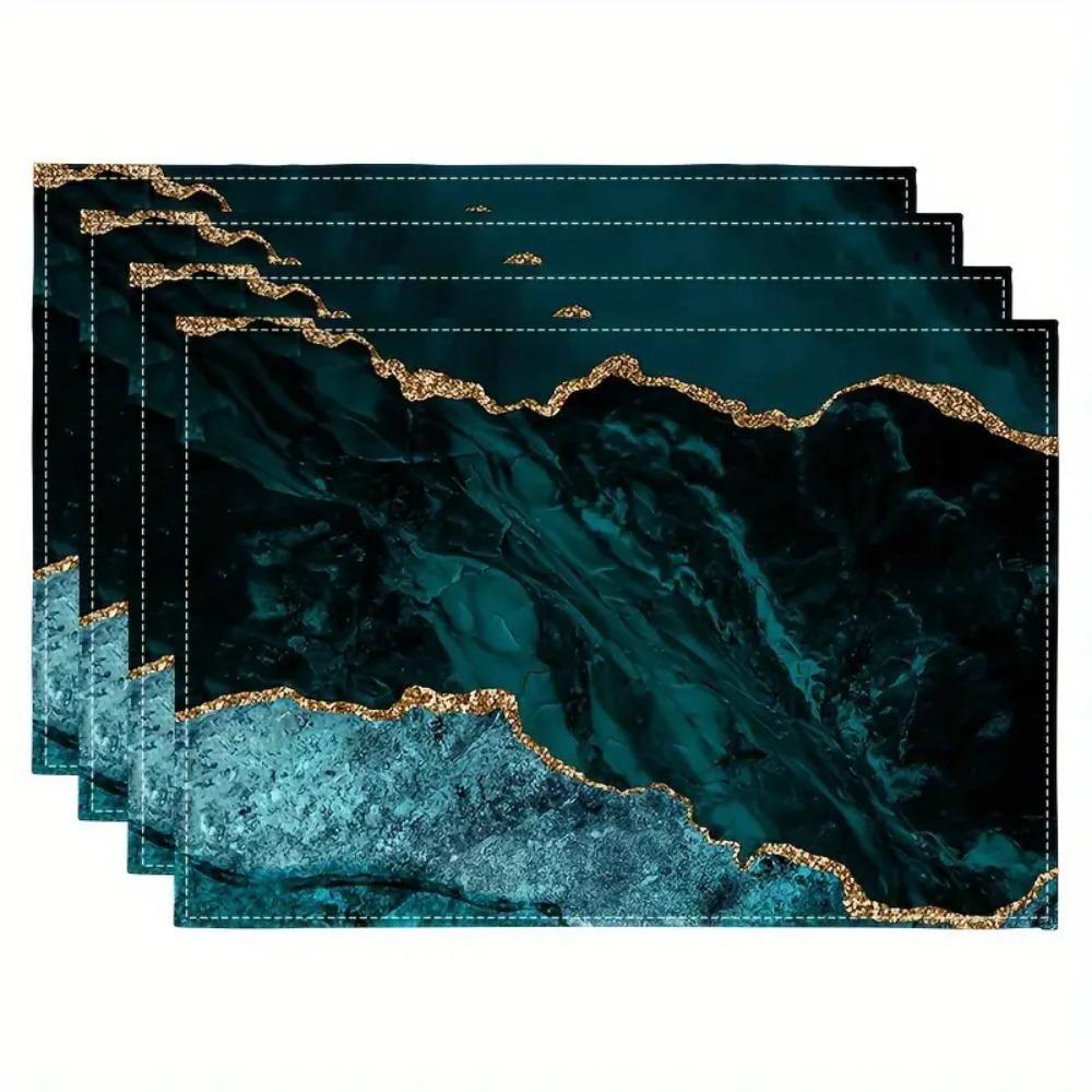 4Pcs Rectangular Boho Mandala Placemats Linen Floral Dining Mats Geometric Table Mat  Dinner