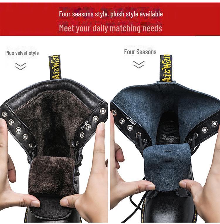 1490 Британский стиль, короткие кожаные ботинки большого размера для пары, с 10 отверстиями, с круглым носком, для мотоциклистов, для мужчин и женщин.