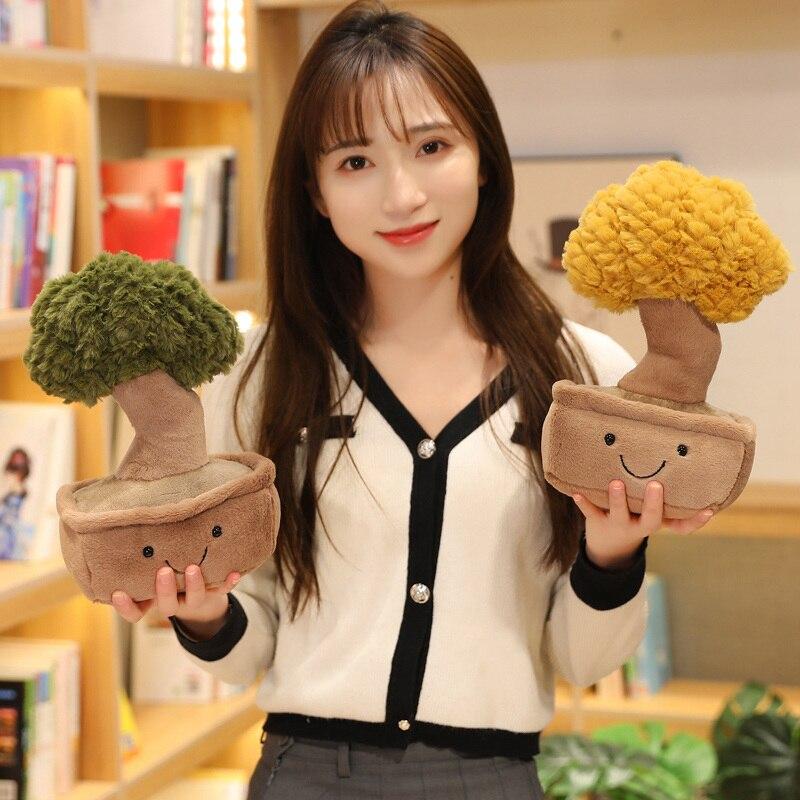 Simulation Kawaii Fortune Tree Plush Dolls Cute Landscape Potted Plants Toys Stuffed Soft for Children Girls Decor Gift