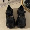 British Style Women's New Fashion Buckle Spring Autumn Mary Jane Shoes Round Toe Ladies Black Platform Casual Leather Shoes