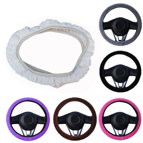 Стильный зимний теплый противоскользящий плюшевый защитный чехол на рулевое колесо автомобиля
