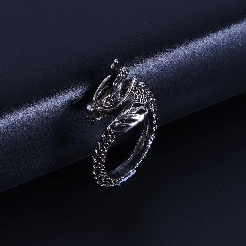 Retro Dragon Ring for Men, Fashionable, Domineering, Single, Open, Trendy Men and Women's Index Finger Ring