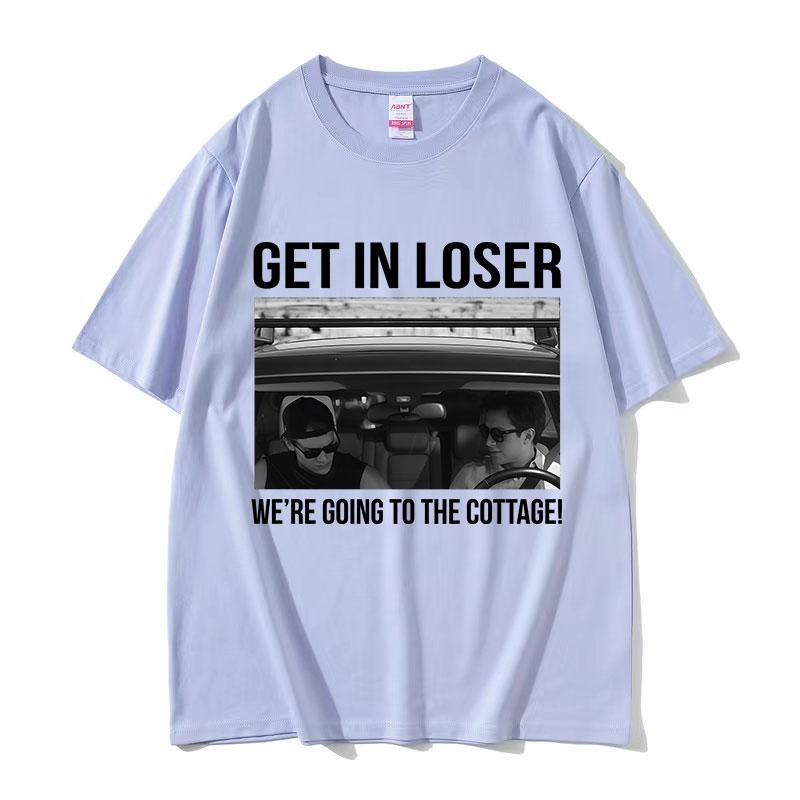 Heated Rivalry Get in Loser Were Going To The Cottage Graphic T Shirt Mens Vintage 100 Cotton Short Sleeve Tshirt Streetwear