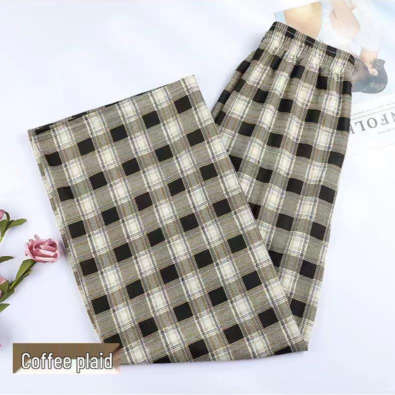 Spring/Summer 2025 Women's Checkered Loose Slimming Wide-Leg Pants - Korean Style Trend