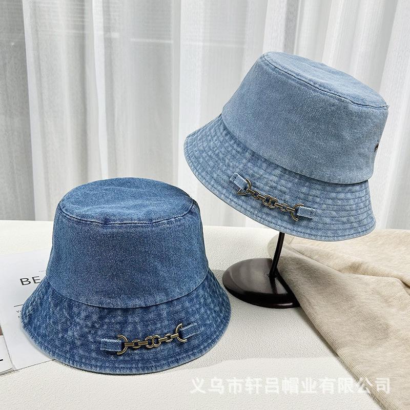 Spring and Autumn New Washed Denim Fisherman Hat Children's Fashion Versatile Outdoor Shade Basin Hat Foreign Gas Bucket Hat