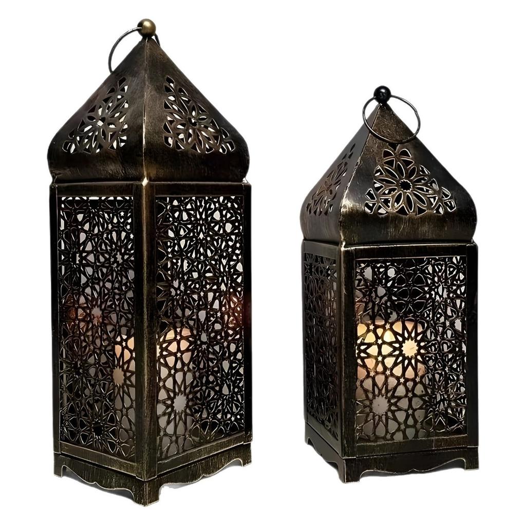 Metal Candle Lantern, Retro Hollow Moroccan Lantern Holder, Suitable for Home Decoration, Rustic Retro Farmhouse Wall Decoration, Candle Free