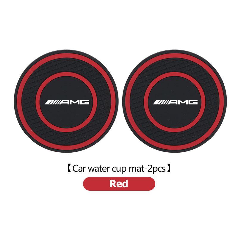 BLZ3   2pcs Car Logo Water Cup Pad Drink Coaster Holder Anti-slip Mat For Mercedes Benz AMG A B C E S G Class W201 W210 W108 W205 W203