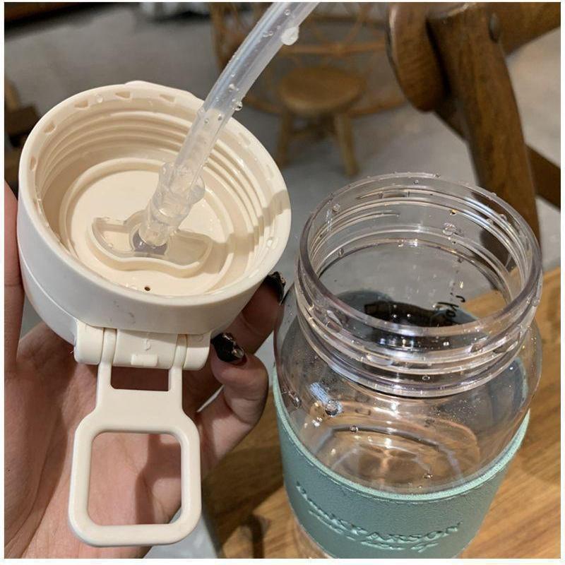 500 мл креативная бутылка для воды с трубочкой портативная пластиковая всплывающая крышка стакан для воды для школьников герметичная симпатичная бутылка для питья